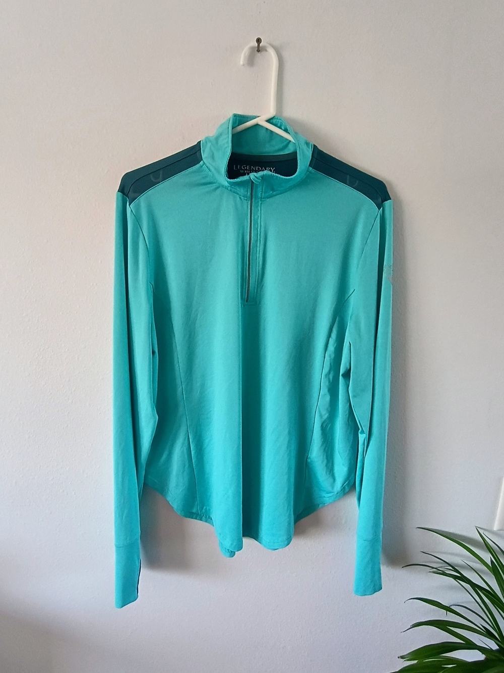 Legendary Whitetails XL Quarter Zip Pullover Turquoise Performance Thumbhole Top